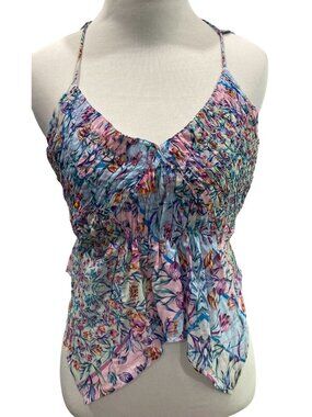 Steve Madden Brianna Handkerchief Hem Top Size M Petal Paisley Coquette Festival